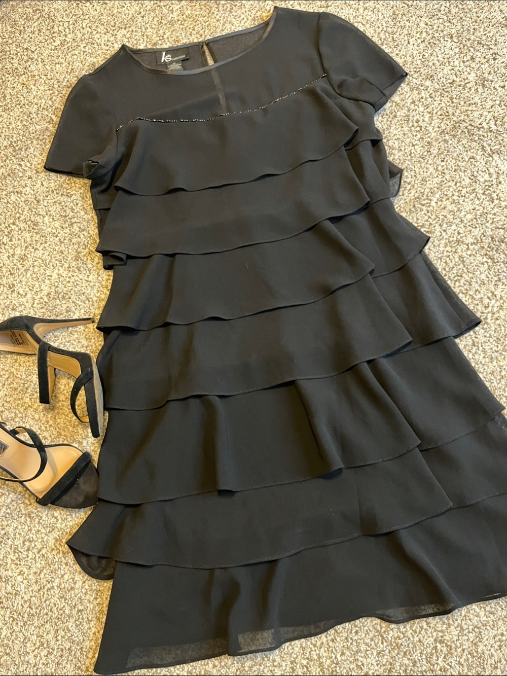 Layered Ruffle Mini Dress in Black by KS Selection